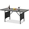 U MAX Wicker Outdoor Dining Table 54 Metal Frame Table for Patio Furniture Set or Indoor Black