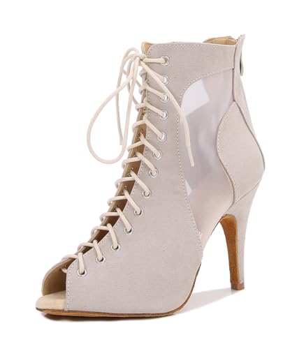 Chaussures de danse latine pour femmes avec bottes en maille jazz Afm0604 Beige 41