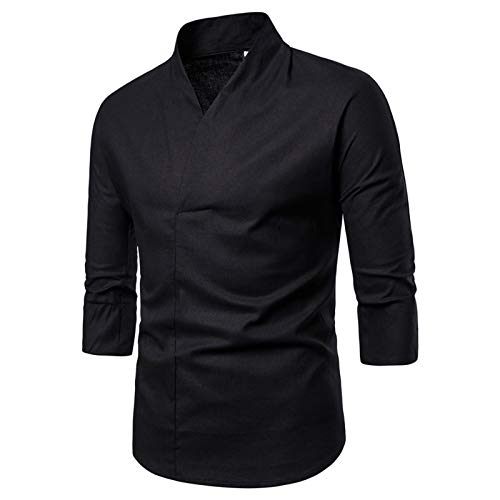 Xmiral Einfarbiges Halber Ärmel Stehkragen Oberteil für Herren, Slim Fit...