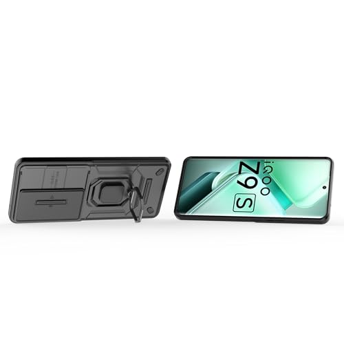 Image of CamShield Pro Case with Slide Camera Protection and 360 Protection Ring Stand Bumper Back Case Cover for iQOO Z9S 5G (Black)
