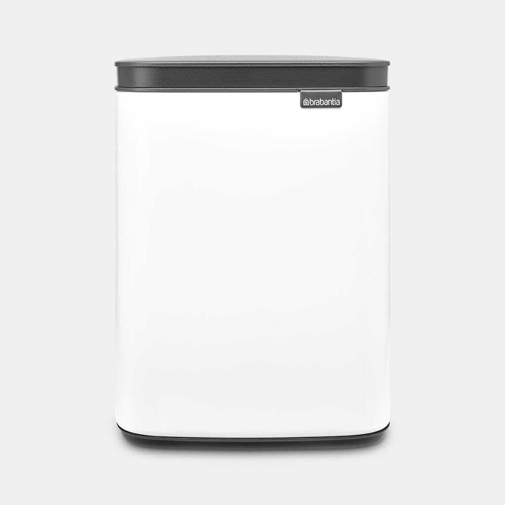 BrabantiaBo Waste Bin 4L - Small & Stylish Rubbish Bin - Easy Open and Soft Closing Lid - Hygienic & Space Efficient - Wall Mountable - for Bathroom, Toilet, Bedroom - WhiteCradle to Cradle CertifiedCradle to Cradle CertifiedCradle to Cradle Certified
