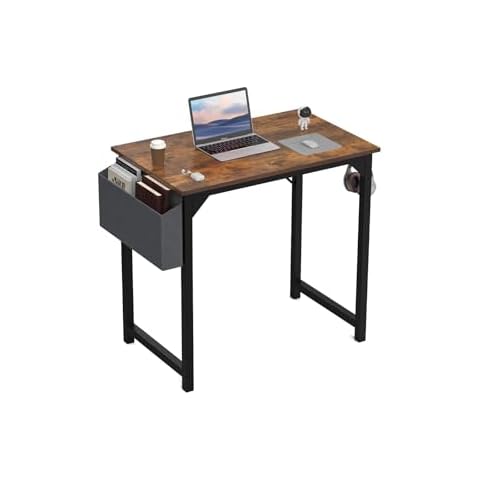 DUMOS 32 Inch Office Small Computer Desk Modern Simple Style Writing Study Work Table for Home Bedroom - Wood Brown Cover