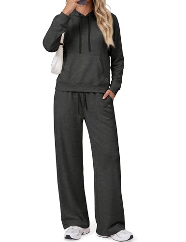 Showitty Women's 2 Piece Lounge Set Hoodie Wide Leg Pants Airport Travel - image 1