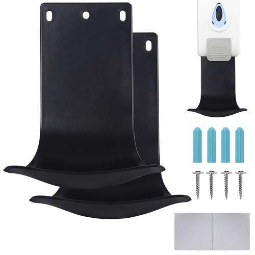 Image of Soap Dispenser Wall Mount Drip Tray, 2Pcs Black Plastic Wall Mount Soap Dispenser Detergent Drip Tray Catcher Prevent Dripping and Spraying