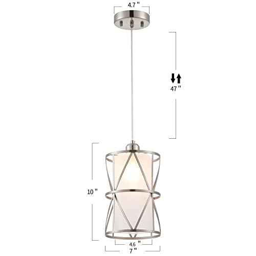 Zlierop Pendant Lights Kitchen Island with Frosted Glass, Brushed Nickel Hanging Kitchen Lights, Cylindrical Modern Pendant Light, Kitchen Pendant Lighting Over Island, Foyer, Dining Room, Entryway - Image 5