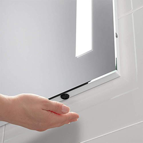 Pebble Grey™ Serena 390 x 500 mm Illuminated LED Bathroom Mirror built-in Shaver Socket and Heated Demister Mirror Pad | Motion Sensor Switch | IP44 Rated | 10 Year Guarantee