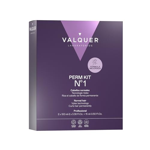 VALQUER Kit permanente professionale n. 1 per capelli normali | Trattamento permanente modellante per ricci | Definisce i capelli ricci con tecnologia Vplex e morbidezza setosa | 215 ml