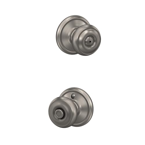 Image of SCHLAGE Georgian Bed /Bath Privacy Door Knob with Lock, Satin Nickel