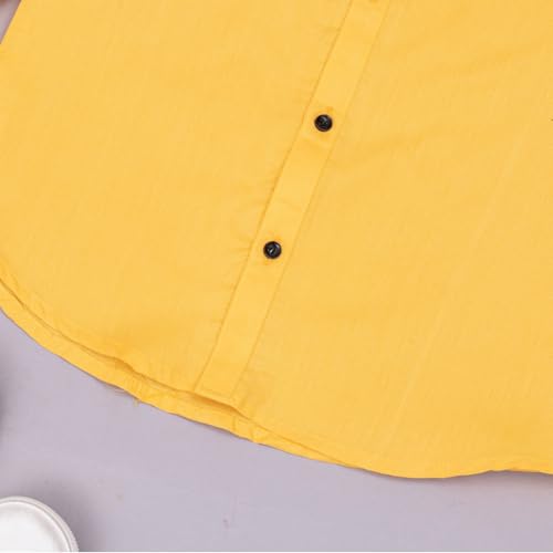 Image of Vikita Enterprise Kid Boy's Cotton Solid Shirt with Spread Collar Neck Full Sleeves Button Closure Curved Length and One Pocket | Shirt For Kids Boys