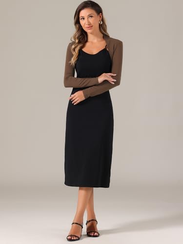Bolero corto de algodón para mujer en color marrón oscuro talla S elegante de manga larga 3