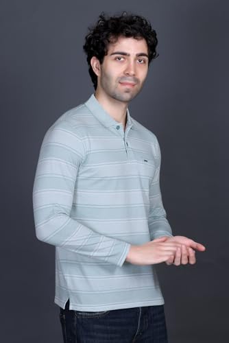 Image of Full Sleeve Polo T Shirt for Men Cotton with Pocket and Collar - Regular Fit Tshirt