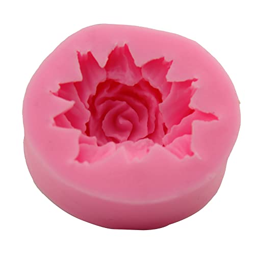 Molde de silicona con forma de flor, 3D de rosas para tartas, fondant, dulces, chocolate, bricolaje, azúcar, galletas, jabón, polímero, moldes para galletas, magdalenas, tartas, 5,2 x 4,5 x 2,3 cm