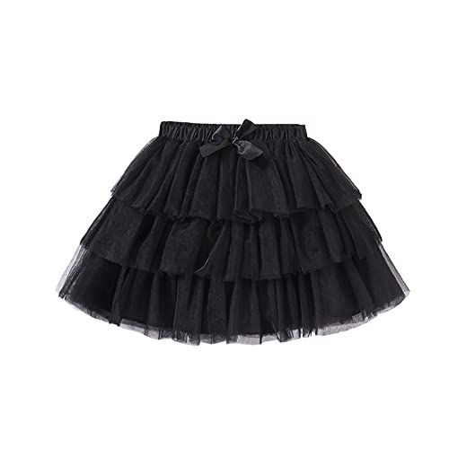 Baby Girls Layered Tutu Skirt Toddler Tulle Dress Skirt Dance Ballet Skirts Party Birthday Daily Wear (Black, 3-4 Years)