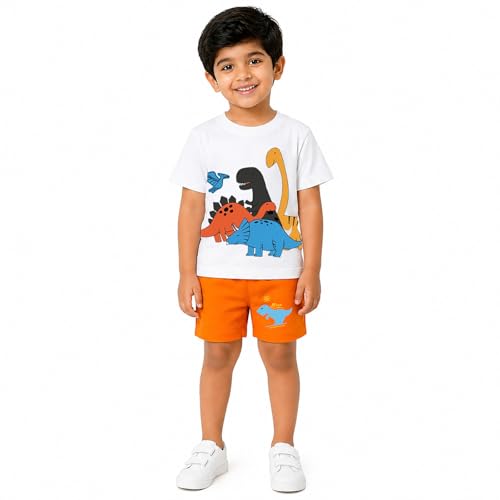 Image of Kuchipoo Boys Cotton T-Shirt & Shorts | Printed Summer Wear Set | Soft & Comfortable Kids Clothing | Pack of 3