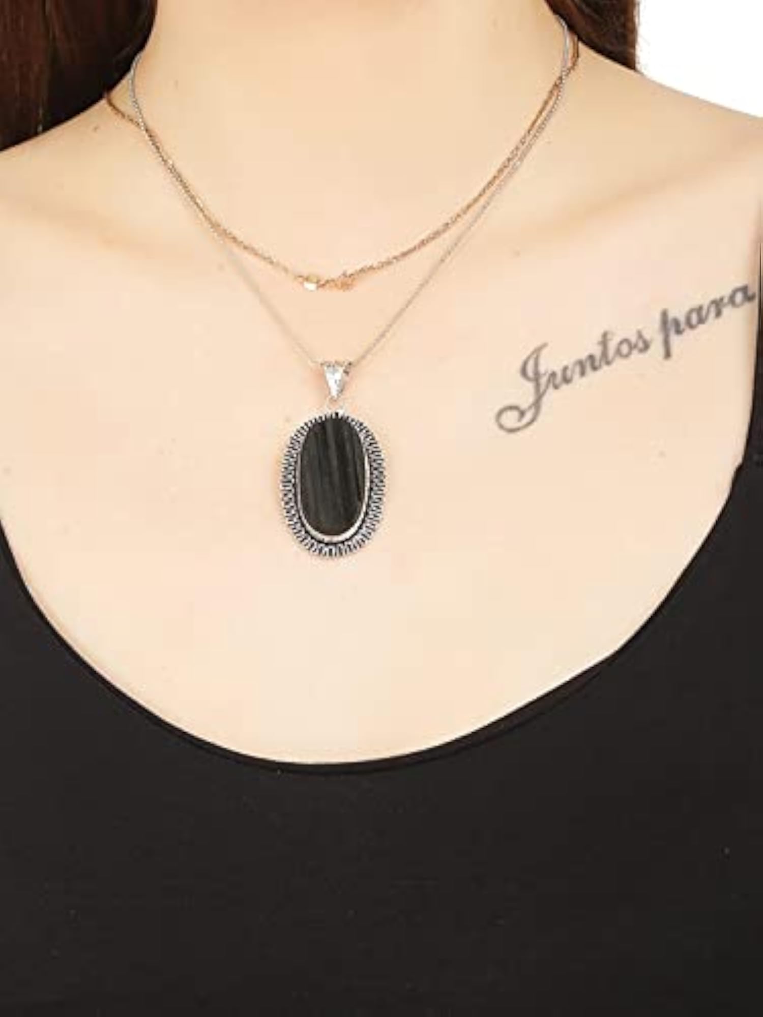 Unisex Natural Black Tourmaline Crystal Pendant in 925 Sterling Silver