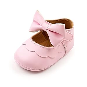 MASOCIO Baby Girls Mary Jane Shoes Infant Bow Princess Anti-Slip Soft Sole Prewalker Shoes