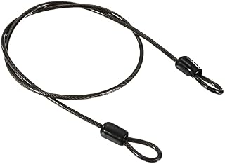 PATIKIL Security Steel Cable 2.5mm x 0.5m/1.64ft Coated Luggage Lock Wire Rope with Double Loop Black