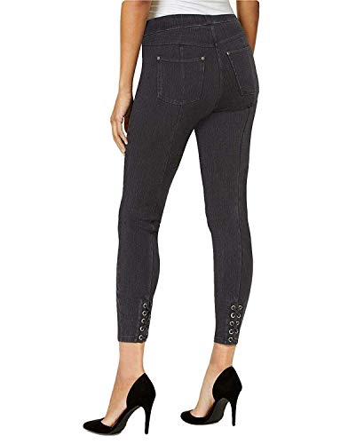 HUE LEGGINGS/KAYSER ROTH Hue Original Denim Laced-up Skimme Graphite Wash, Dark Gray, Small