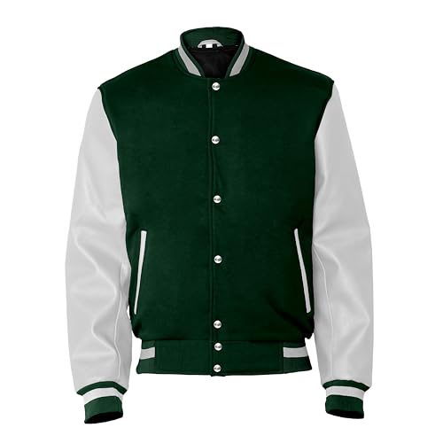 Image of Baseball Wool Letterman Varsity Faux Leather Sleeve For Men | Wool Varsity Bomber Jacket