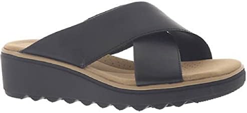 Clarks womens Jillian Gem Wedge Sandal, Black Leather, 7.5 US | Image 1