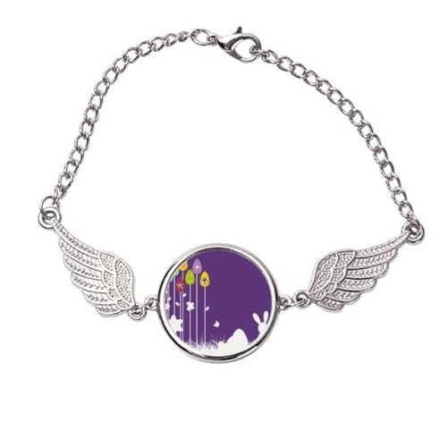 Bracelet violet ailes d'ange fini métal taille M au design artistique