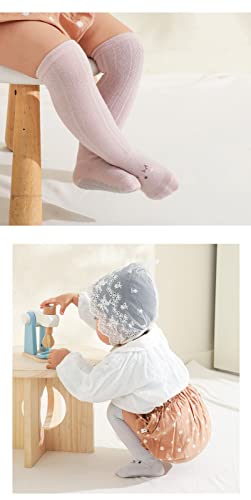 Baby Non-skid Socks Knee High Sock Thin Mesh Stockings Toddler Socks Pointelle Eyelet Booties 5 Pairs2