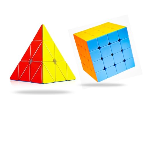 Image of 2-in-1 Puzzle Cube Set, Pyramid and Professional 4x4x4 Cube, 59mm, Multicolour, Educational Toy for Ages 4+