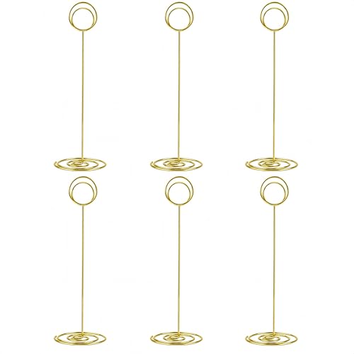 Image of 10 Pack 8.75 inch Tall Table Number Holders Place Card Holder Table Picture Holder Wire Photo Holder Clips Picture Memo Note Photo Stand (Gold)