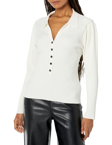 Karl Lagerfeld Paris Women's Long Button Sleeve Sweater, Soft Wht, Medium #TOP23