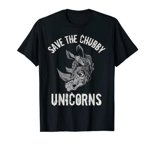 Save The Chubby Unicorns Gift Fat Rhino divertente testa di unicorno Maglietta