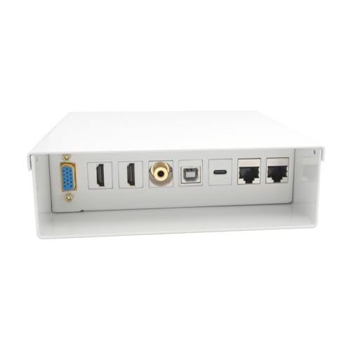 AISENS - A127-0720 - Caja de conexiones audiovisual VGA+JACK3.5+2xHDMI+1xUSB-B+1xUSB-C+2xRJ45 Cat.6A STP, Blanco