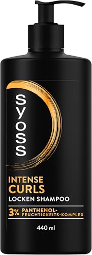 Syoss Shampoo Intense Curls szampon do loków (440 ml), szampon do włosów falowanych i kręconych, formuła z 3% kompleksem nawilżającym pantenol zapewnia długotrwałe nawilżenie