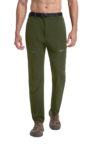 W JIANWANG Wanderhose Herren Outdoorhose mit Gürtel – 4 Reißverschlusstaschen, Schnell Trocknend, Atmungsaktiv, Leicht und Dehnbar, Perfekt für Trekking 11343-S