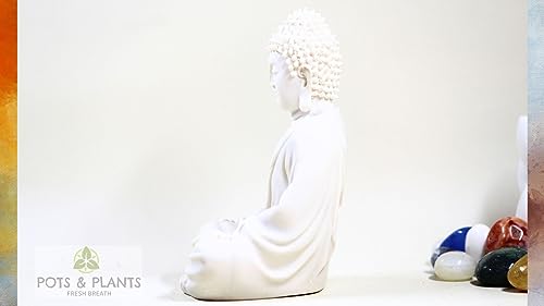 Image of Pot's & Plant's Handcrafted Polymarble Meditation /Dhyan Buddha Statue Lord Figurine /Idol (5.5-inch) (White)