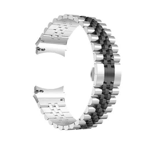 SRMVRNKNNK Fit For Samsung Fit For Galaxy Watch 4 5 Pro �Ή��X�e�����X�X�`�[���X�g���b�v�AFit For Huawei GT2/3 Pro �o���h�Ή��u���X���b�g(Silver Black-S,6 c