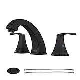PARLOS 2-Handle Widespread Bathroom Faucet with Pop Up Drain and cUPC Faucet Supply Lines, Matte Black, Doris 14258