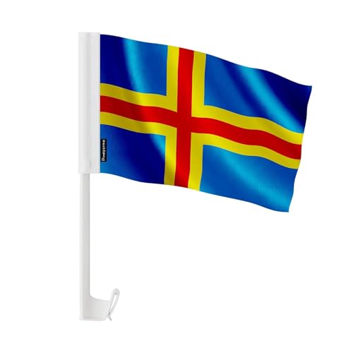 Drapeau voiture Åland de qualité supérieure en polyester renforcé 30x45cm