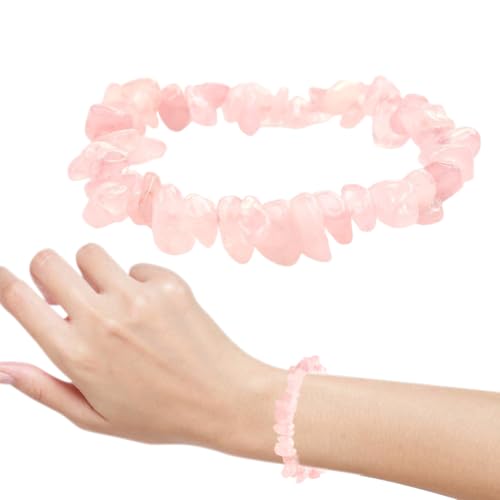 GNALIA 1 Pulsera Cuarzo Rosa Talla Única, Piedras Naturales, Joya Elegante Y...