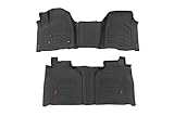 Rough Country Sure-Fit Floor Mats for Chevy Silverado & GMC Sierra 1500/2500HD/3500HD (2019-2025) Bench Seat - Waterproof, Non-Slip Flexible Floor Mat, Front & Rear Set