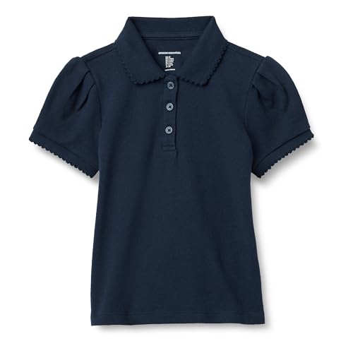 Amazon Essentials Polo de Uniforme de Piqué Niña, Azul Marino, 6-7 años