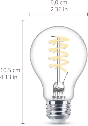 PHILIPS LED 40W A19 4-Pack Vintage Edison Spiral Daylight (5000K) 500 Lumen (5.5W = 40W) Dimmable Clear Flicker-Free Light Bulbs - image 3