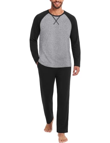 Ekouaer Mens Pajama Set Long Sleeve PJs Lightweight Sleepwear with Pockets - image 1