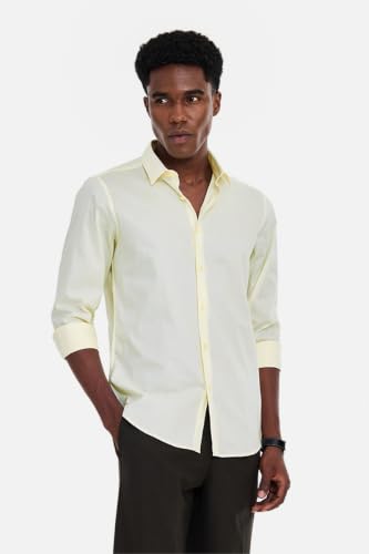 Image of SNITCH Men Formal Shirt | Slim Fit Full Sleeve Spread Collar Solid Design | Premium 100% Cotton & Breathable Fabric for Office, Business Meetings