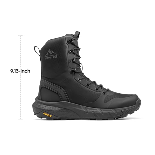 Image of NORTIV 8 Men's Military Tactical Boot Lightweight Comfortable Boots for Work All Day Side Zipper Motorcycle Combat Hiking Boots Metrostrike(8-9 Inches)