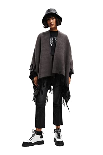 Desigual Poncho_Logo Paris, 2000 Noir, Taille Unique Femme