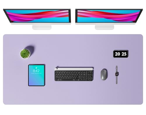 Image of Aothia Faux Leather Desk Mat - Large Mouse Pad, Non-Slip PU Leather Blotter, Waterproof Writing Surface for Office and Home (Lavender, 47.2 inch x 23.6 inch)