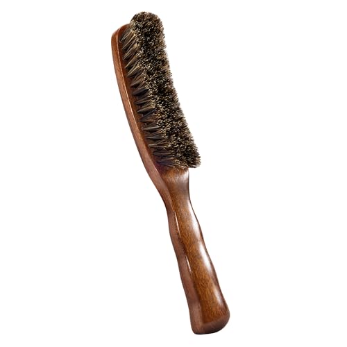 STYLEMATE Boar Bristle Slick Back Hair Brush, Soft Bristle Hair Brush for Thin & Fine Hair, Smoothing Hairbrush for Women Men Kid, Lightweight Sapele Wooden Handle