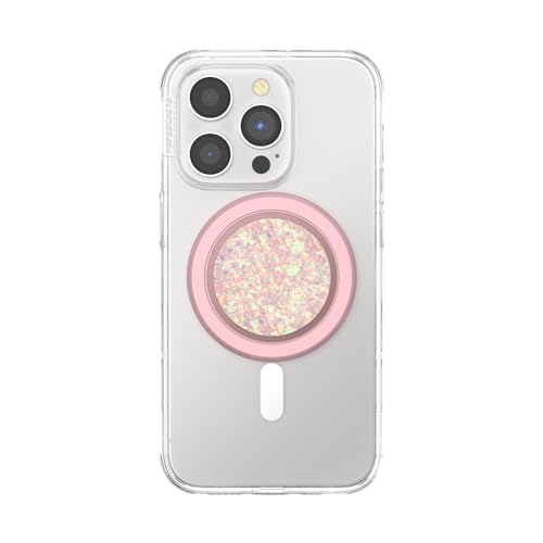 Image of PopSockets Phone Grip Compatible with MagSafe, Phone Holder, Wireless Charging Compatible - Iridescent Confetti Rose