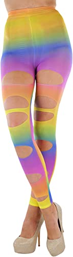 Image of ToBeInStyle Women's Slashed Ripped Shredded Distressed Hosiery Tights Leggings Music Festival
