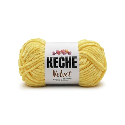Image of Keche Velvet Yarn for Crocheting, Soft Chenille Bulky Baby Blanket Amigurumi Yarn 100 gr (132 yds) - Dark Yellow